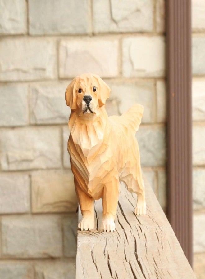 TSCVPJL Golden Retriever Figurine Handmade Carved Wooden Dog Statue, Cute Golden Retriever Gifts for Women Men, Height 4.33" Wood Dog Decor for Home Book Shelf Desktop Decoration - Image 3